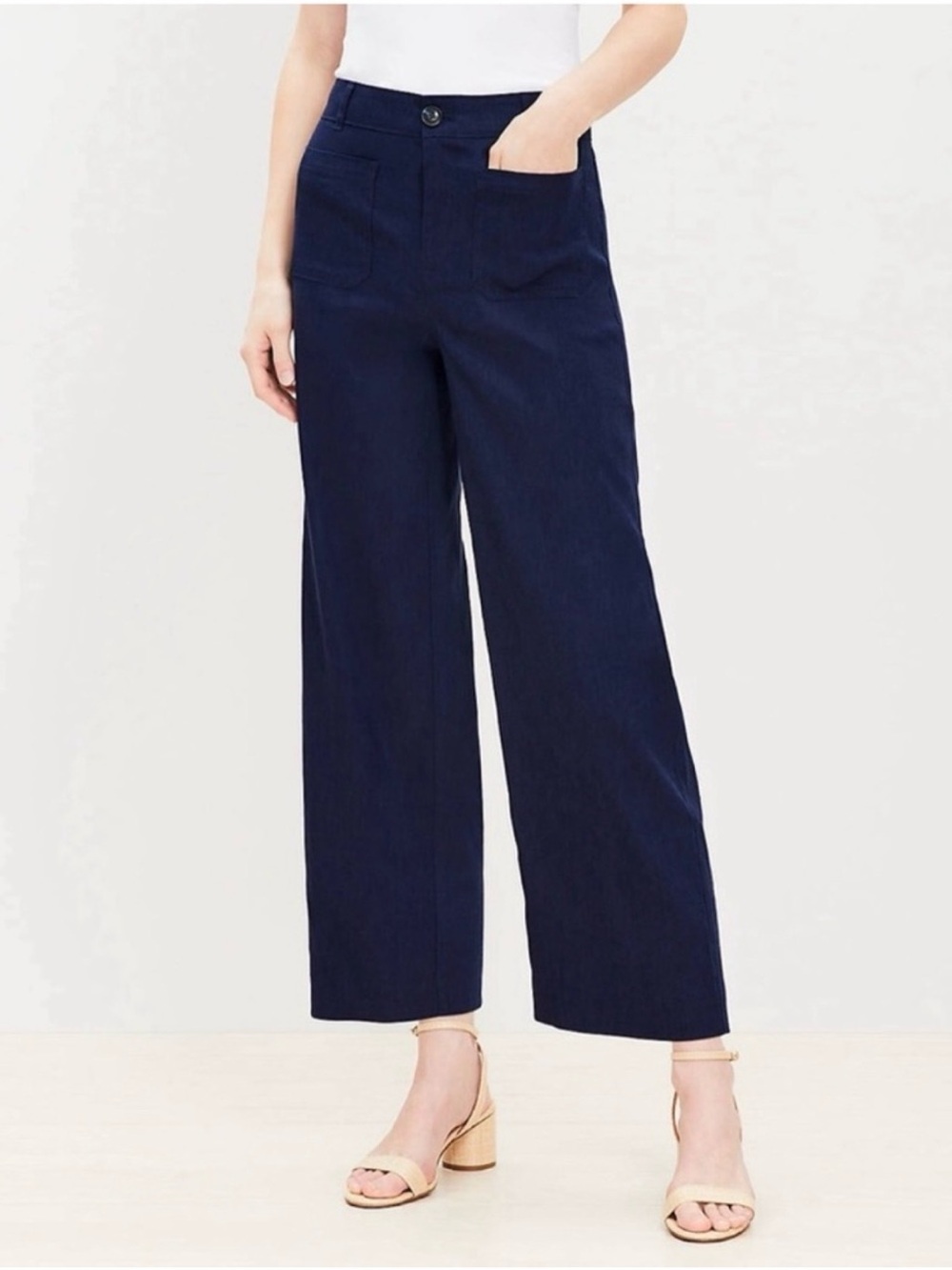 LOFT Palmer Linen Blend Wide Leg Curvy Fit Pant - Picture 1 of 11